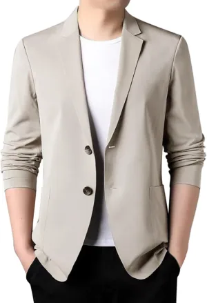 Men's Blazer Sports Coat, Summer Slim Fit 2 Button Solid Color Summer Lightweight Casual Stretch Tuxedo Suits Jackets