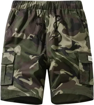 Men's Cargo Elastic Waist Drawstring Shorts Relaxed Fit Casual Summer Shorts with Multiple Pockets