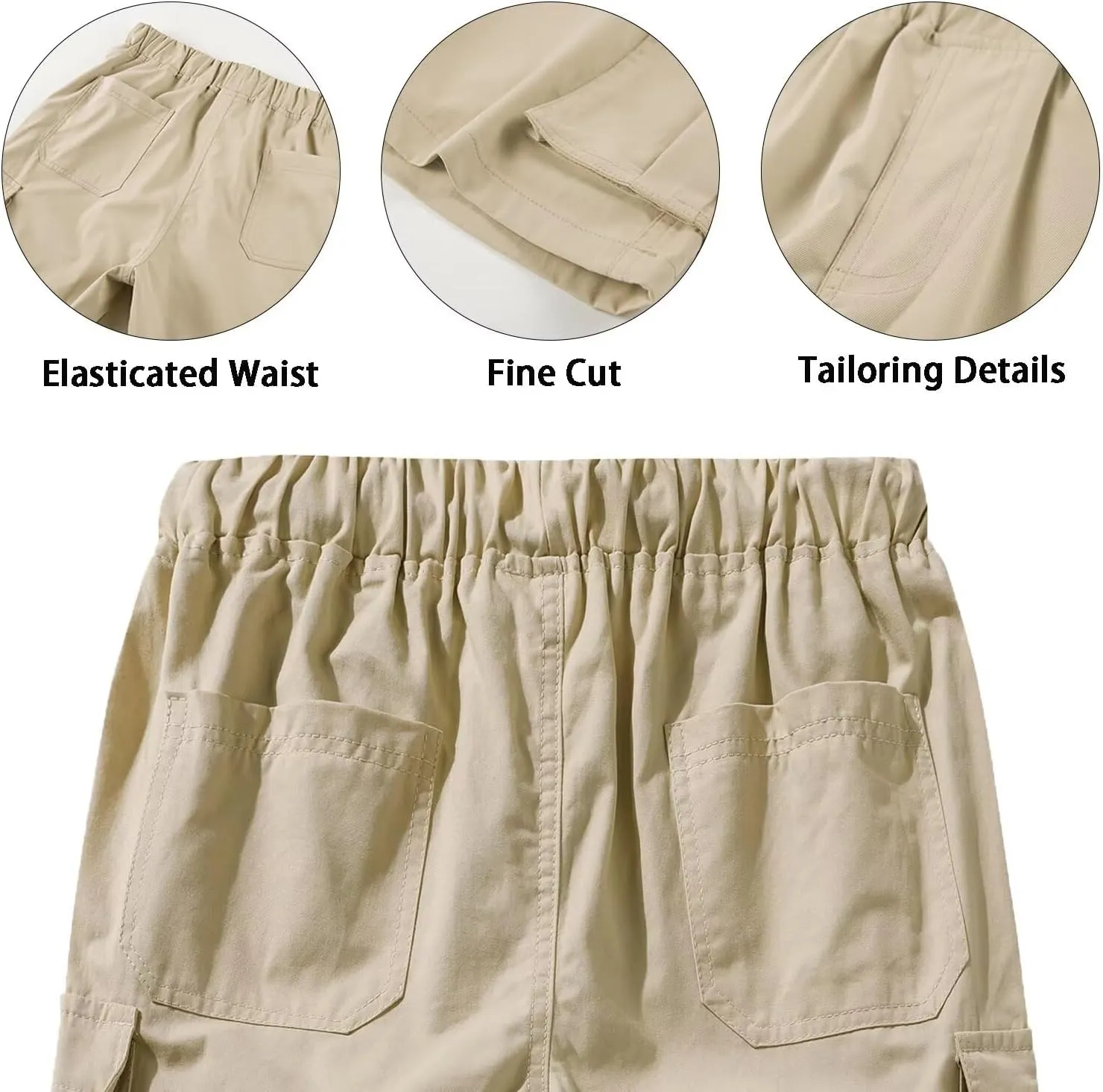 Men's Cargo Elastic Waist Drawstring Shorts Relaxed Fit Casual Summer Shorts with Multiple Pockets