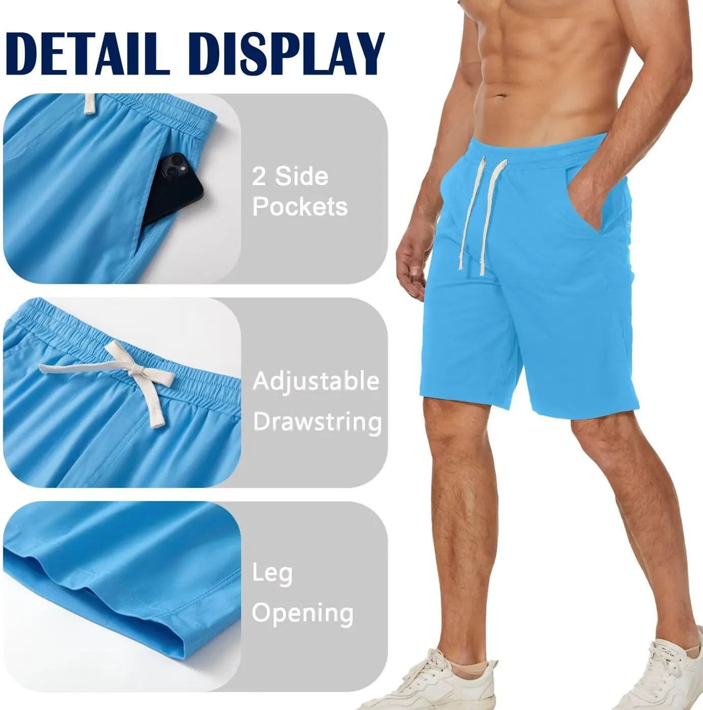 Men's Cargo Elastic Waist Drawstring Shorts Relaxed Fit Casual Summer Shorts with Multiple Pockets