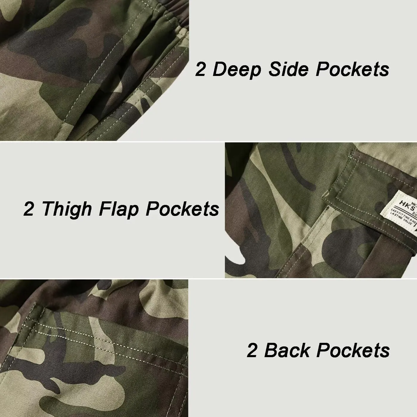 Men's Cargo Elastic Waist Drawstring Shorts Relaxed Fit Casual Summer Shorts with Multiple Pockets