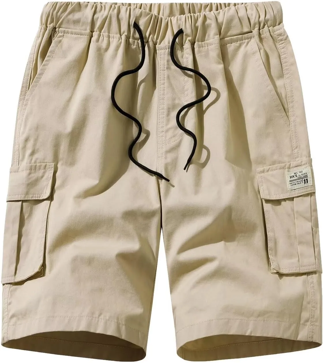 Men's Cargo Elastic Waist Drawstring Shorts Relaxed Fit Casual Summer Shorts with Multiple Pockets