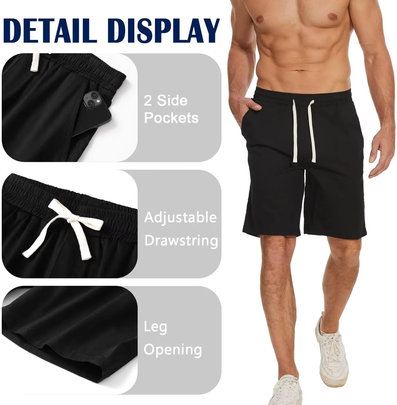 Men's Cargo Elastic Waist Drawstring Shorts Relaxed Fit Casual Summer Shorts with Multiple Pockets