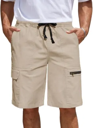 Men's Cargo Shorts 6-Pocket Relaxed Fit Drawstring Elastic Waist Outdoor Shorts Lightweight Utility Casual Shorts