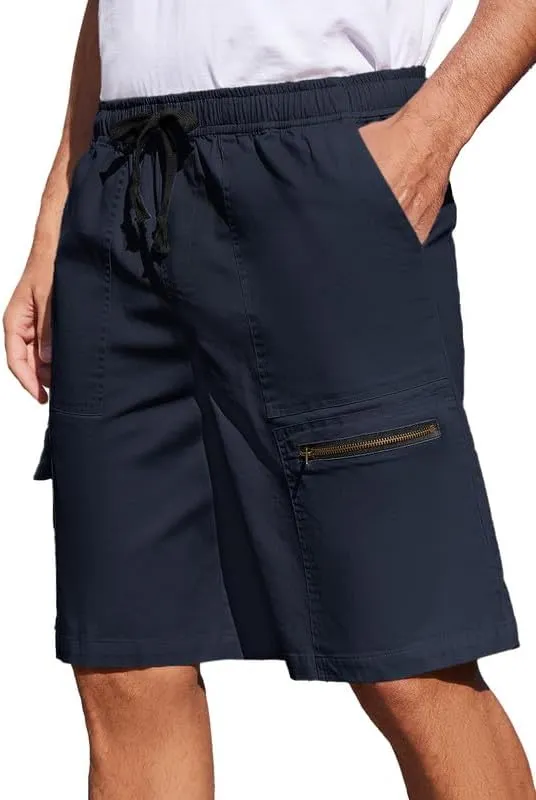 Men's Cargo Shorts 6-Pocket Relaxed Fit Drawstring Elastic Waist Outdoor Shorts Lightweight Utility Casual Shorts