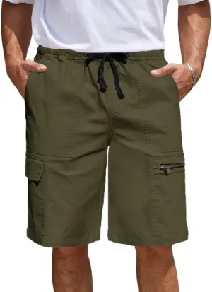 Men's Cargo Shorts 6-Pocket Relaxed Fit Drawstring Elastic Waist Outdoor Shorts Lightweight Utility Casual Shorts