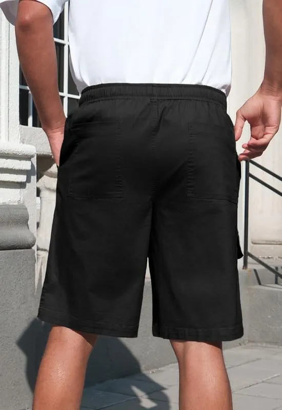 Men's Cargo Shorts 6-Pocket Relaxed Fit Drawstring Elastic Waist Outdoor Shorts Lightweight Utility Casual Shorts