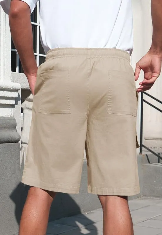 Men's Cargo Shorts 6-Pocket Relaxed Fit Drawstring Elastic Waist Outdoor Shorts Lightweight Utility Casual Shorts