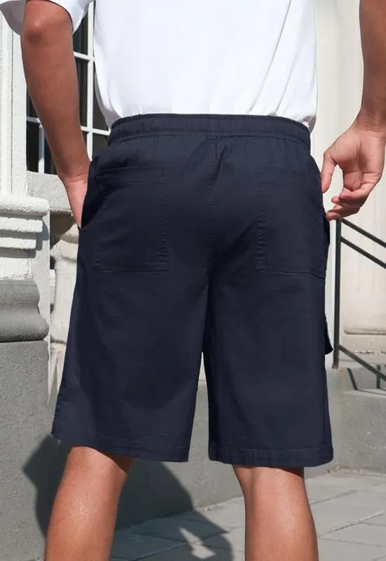 Men's Cargo Shorts 6-Pocket Relaxed Fit Drawstring Elastic Waist Outdoor Shorts Lightweight Utility Casual Shorts