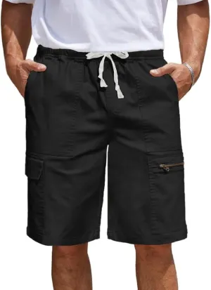 Men's Cargo Shorts 6-Pocket Relaxed Fit Drawstring Elastic Waist Outdoor Shorts Lightweight Utility Casual Shorts