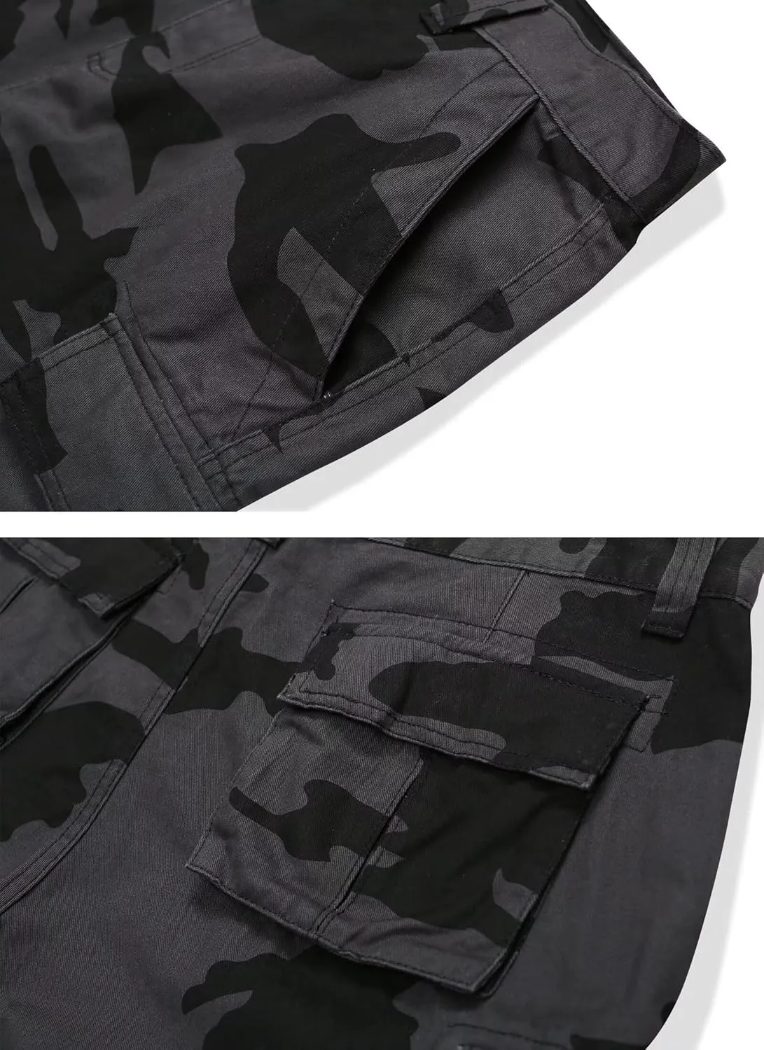 Mens Cargo Shorts Cotton Relaxed Fit Camo Shorts Casual Work Shorts with 9 Pockets No Belt