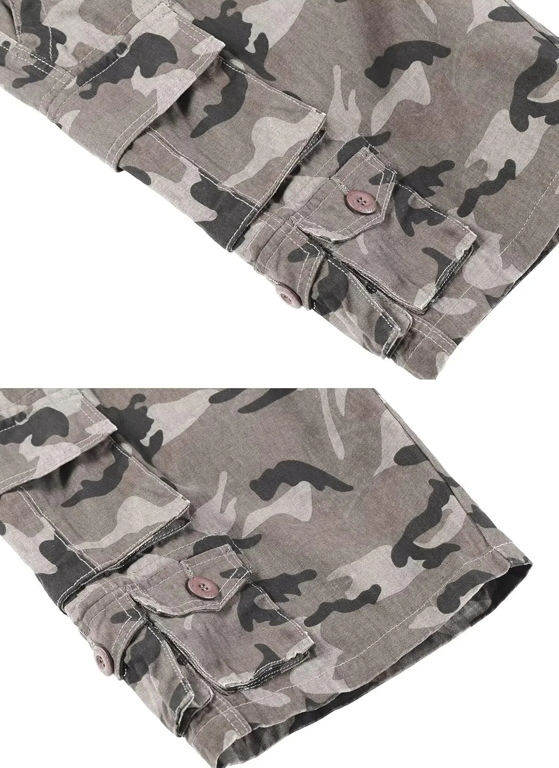 Mens Cargo Shorts Cotton Relaxed Fit Camo Shorts Casual Work Shorts with 9 Pockets No Belt