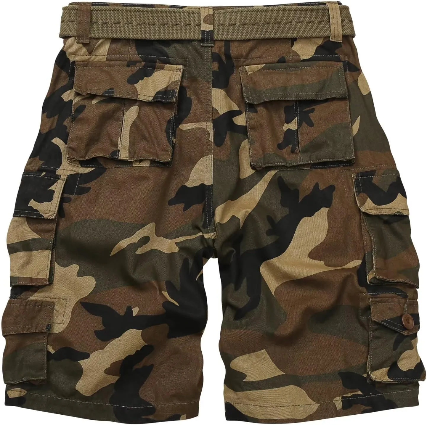 Mens Cargo Shorts Cotton Relaxed Fit Camo Shorts Casual Work Shorts with 9 Pockets No Belt