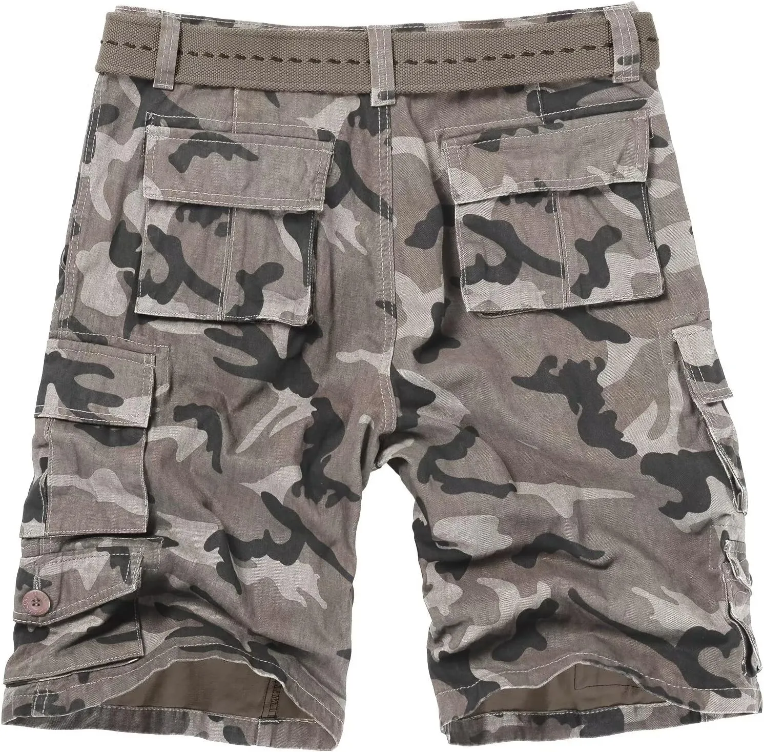 Mens Cargo Shorts Cotton Relaxed Fit Camo Shorts Casual Work Shorts with 9 Pockets No Belt