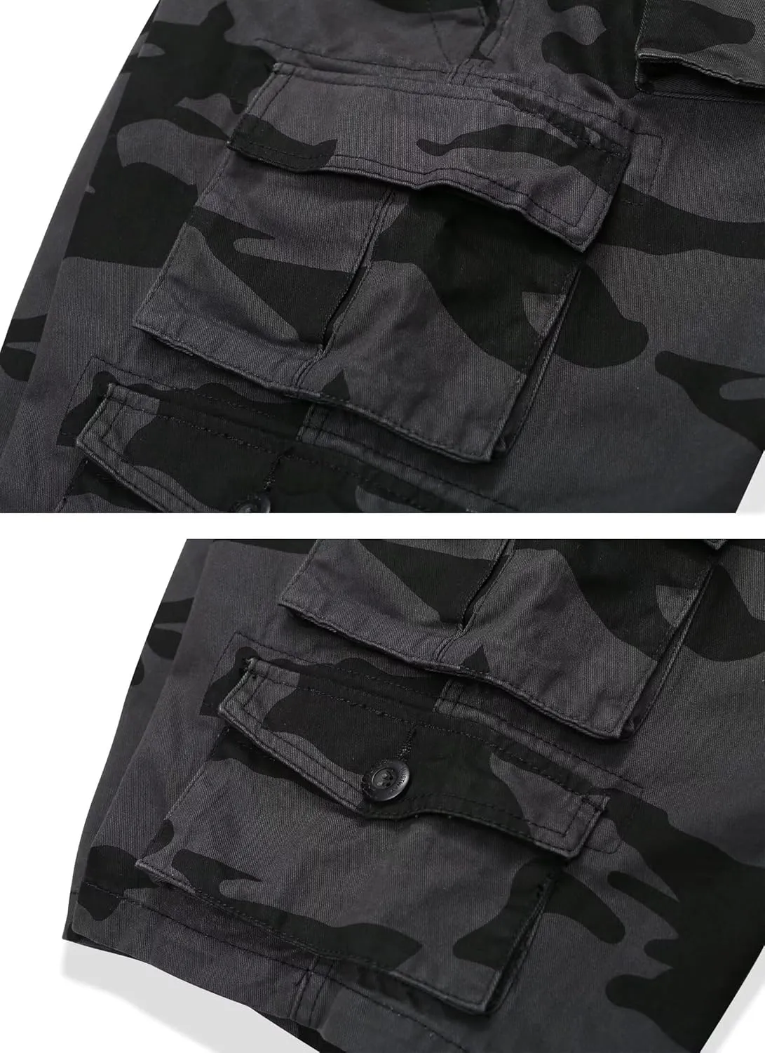 Mens Cargo Shorts Cotton Relaxed Fit Camo Shorts Casual Work Shorts with 9 Pockets No Belt