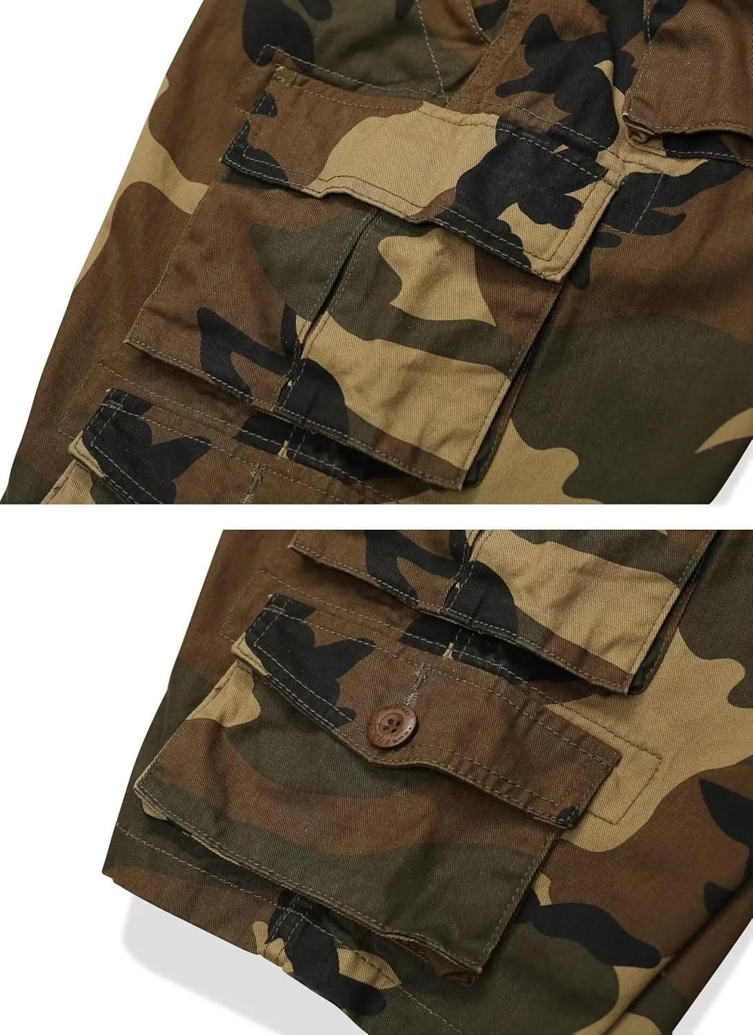 Mens Cargo Shorts Cotton Relaxed Fit Camo Shorts Casual Work Shorts with 9 Pockets No Belt