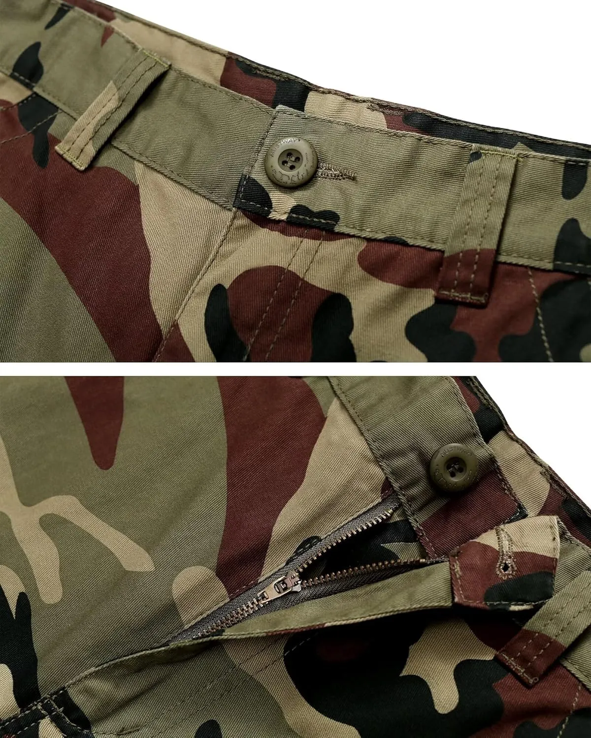 Mens Cargo Shorts Cotton Relaxed Fit Camo Shorts Casual Work Shorts with 9 Pockets No Belt