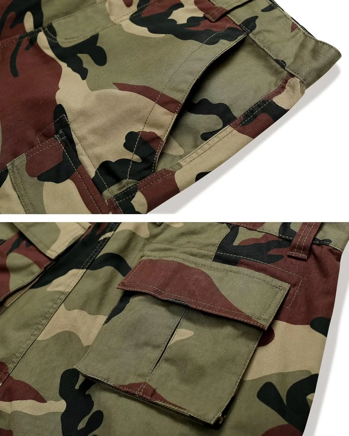 Mens Cargo Shorts Cotton Relaxed Fit Camo Shorts Casual Work Shorts with 9 Pockets No Belt
