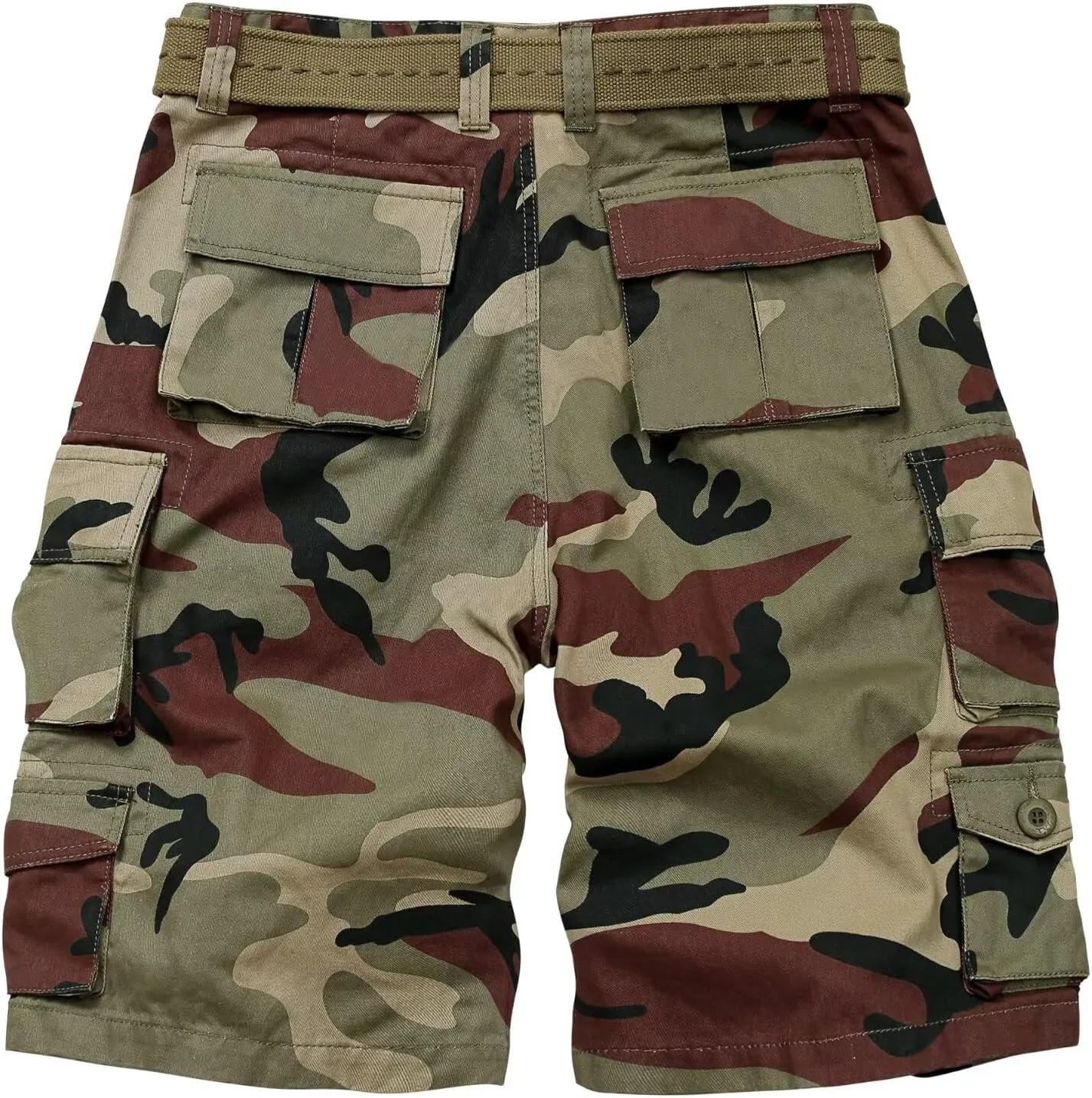 Mens Cargo Shorts Cotton Relaxed Fit Camo Shorts Casual Work Shorts with 9 Pockets No Belt