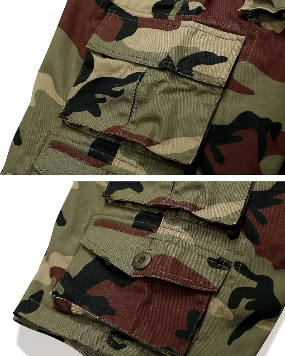 Mens Cargo Shorts Cotton Relaxed Fit Camo Shorts Casual Work Shorts with 9 Pockets No Belt
