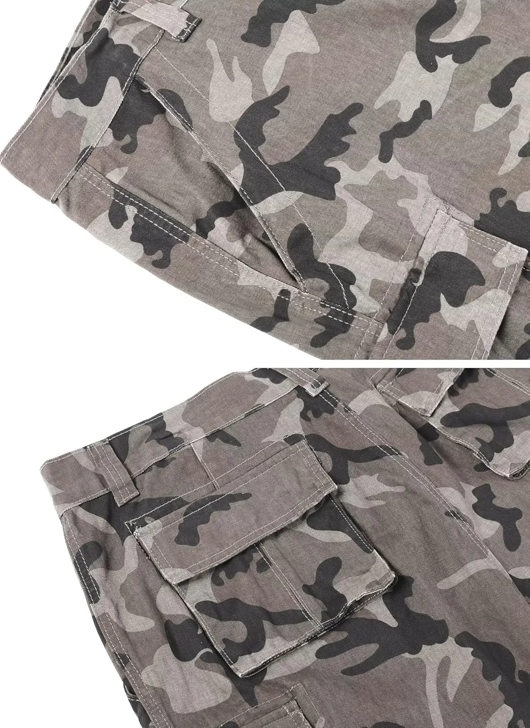 Mens Cargo Shorts Cotton Relaxed Fit Camo Shorts Casual Work Shorts with 9 Pockets No Belt
