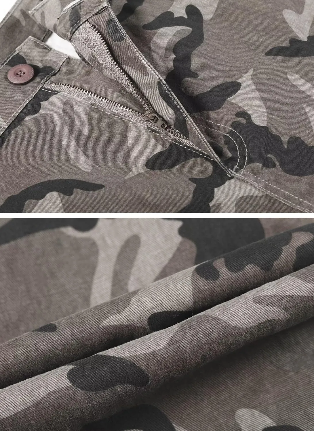 Mens Cargo Shorts Cotton Relaxed Fit Camo Shorts Casual Work Shorts with 9 Pockets No Belt