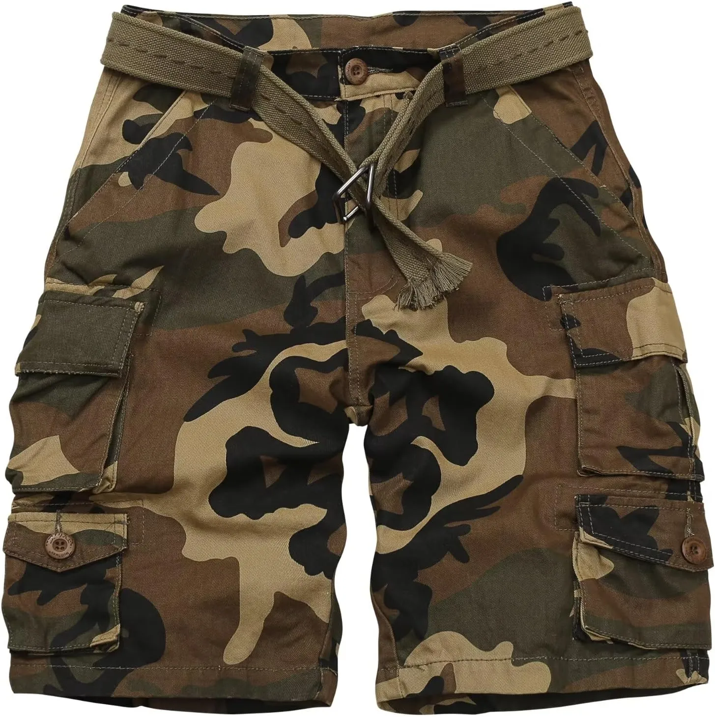 Mens Cargo Shorts Cotton Relaxed Fit Camo Shorts Casual Work Shorts with 9 Pockets No Belt