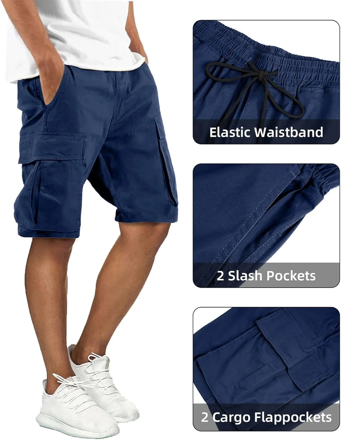 Mens Cargo Shorts Outdoor Hiking Casual Shorts for Men Relaxed Fit Cotton Shorts with Pockets