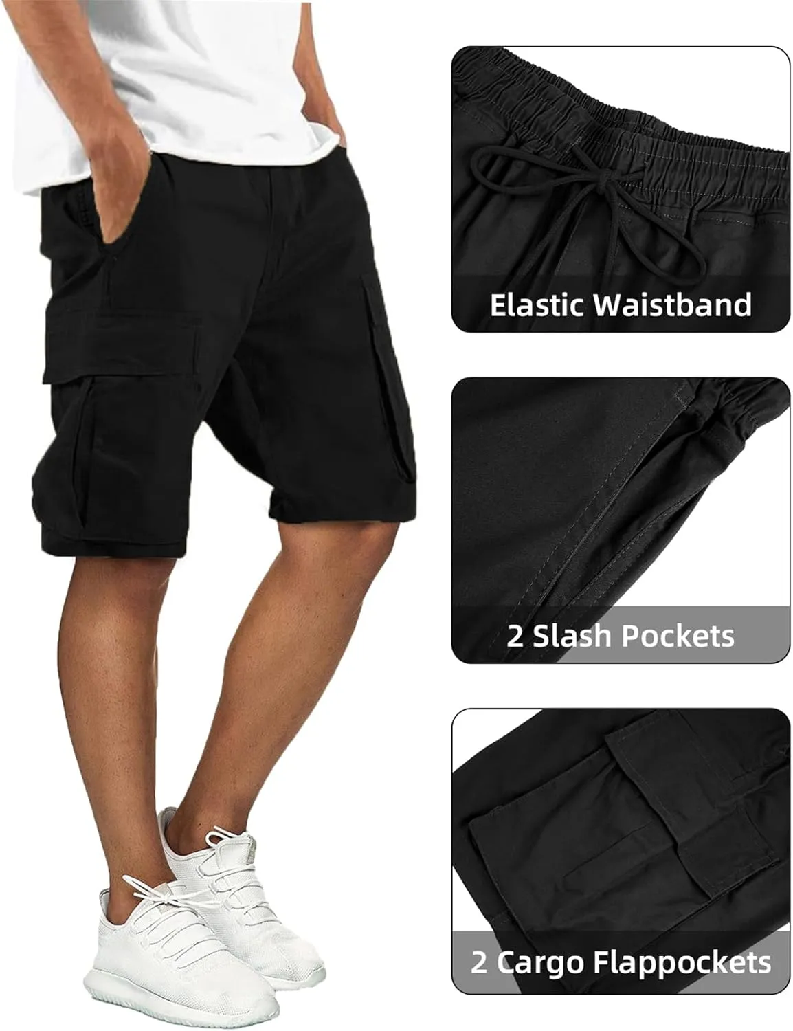 Mens Cargo Shorts Outdoor Hiking Casual Shorts for Men Relaxed Fit Cotton Shorts with Pockets