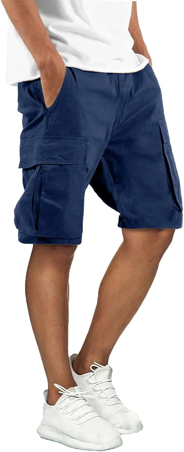 Mens Cargo Shorts Outdoor Hiking Casual Shorts for Men Relaxed Fit Cotton Shorts with Pockets