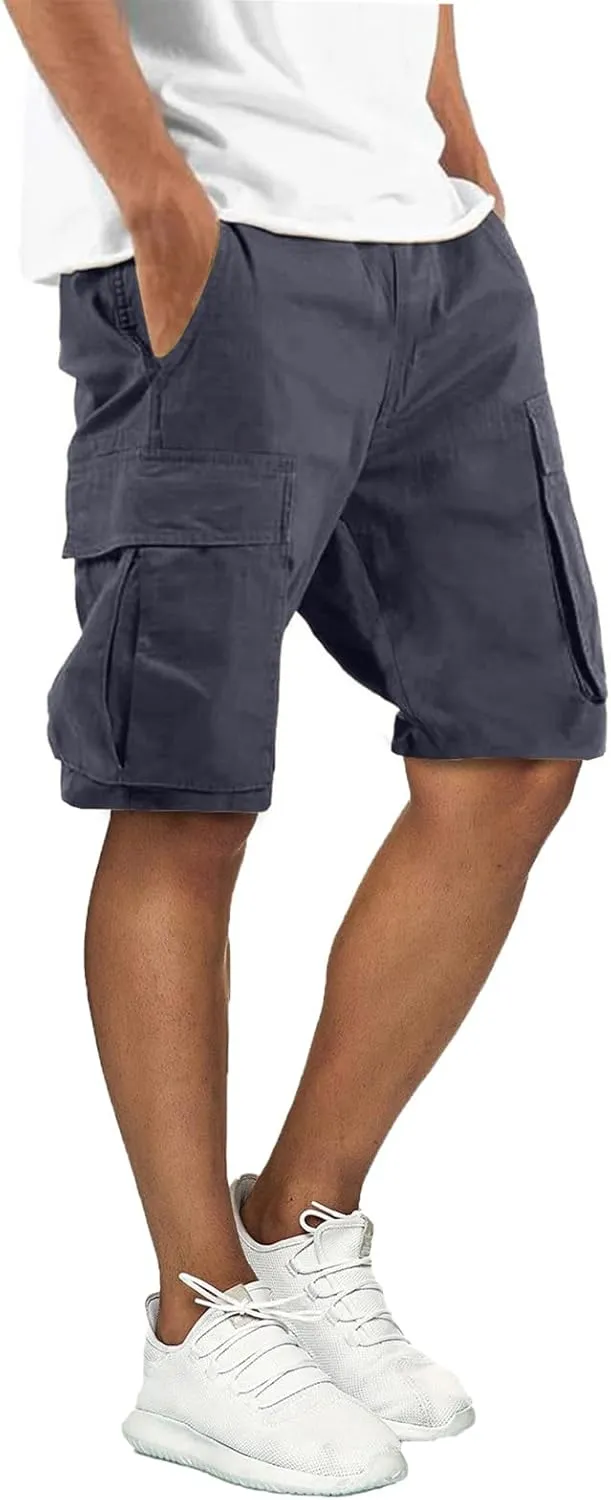 Mens Cargo Shorts Outdoor Hiking Casual Shorts for Men Relaxed Fit Cotton Shorts with Pockets