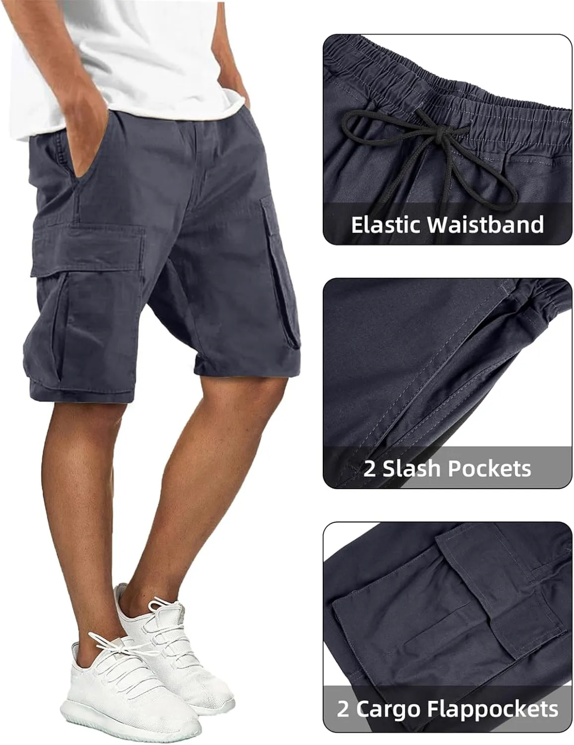 Mens Cargo Shorts Outdoor Hiking Casual Shorts for Men Relaxed Fit Cotton Shorts with Pockets