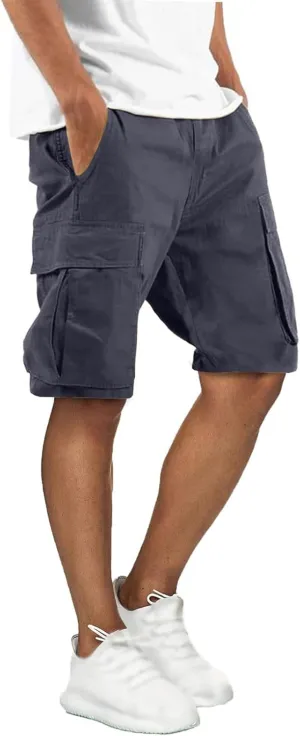 Men's Cargo Shorts Outdoor Hiking Casual Shorts Stretch Relaxed Fit Cotton Shorts Running Short with Multi Pockets