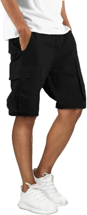 Men's Cargo Shorts Outdoor Hiking Casual Shorts Stretch Relaxed Fit Cotton Shorts Running Short with Multi Pockets