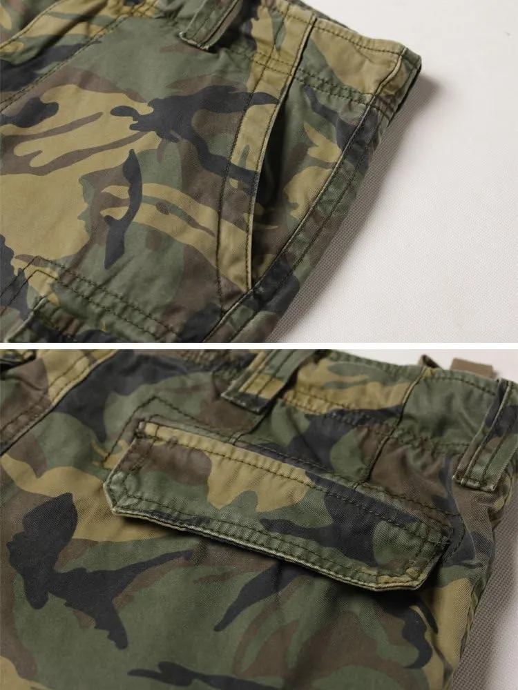 Mens Cargo Shorts Relaxed Fit Camo Casual Shorts Multi-Pocket Work Shorts with Pockets 11" Inseam