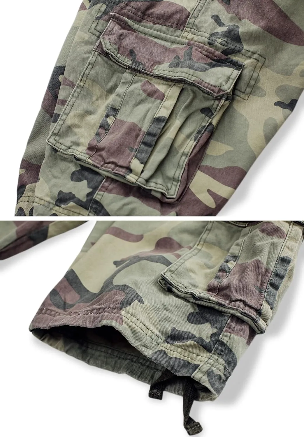 Mens Cargo Shorts Relaxed Fit Camo Casual Shorts Multi-Pocket Work Shorts with Pockets 11" Inseam