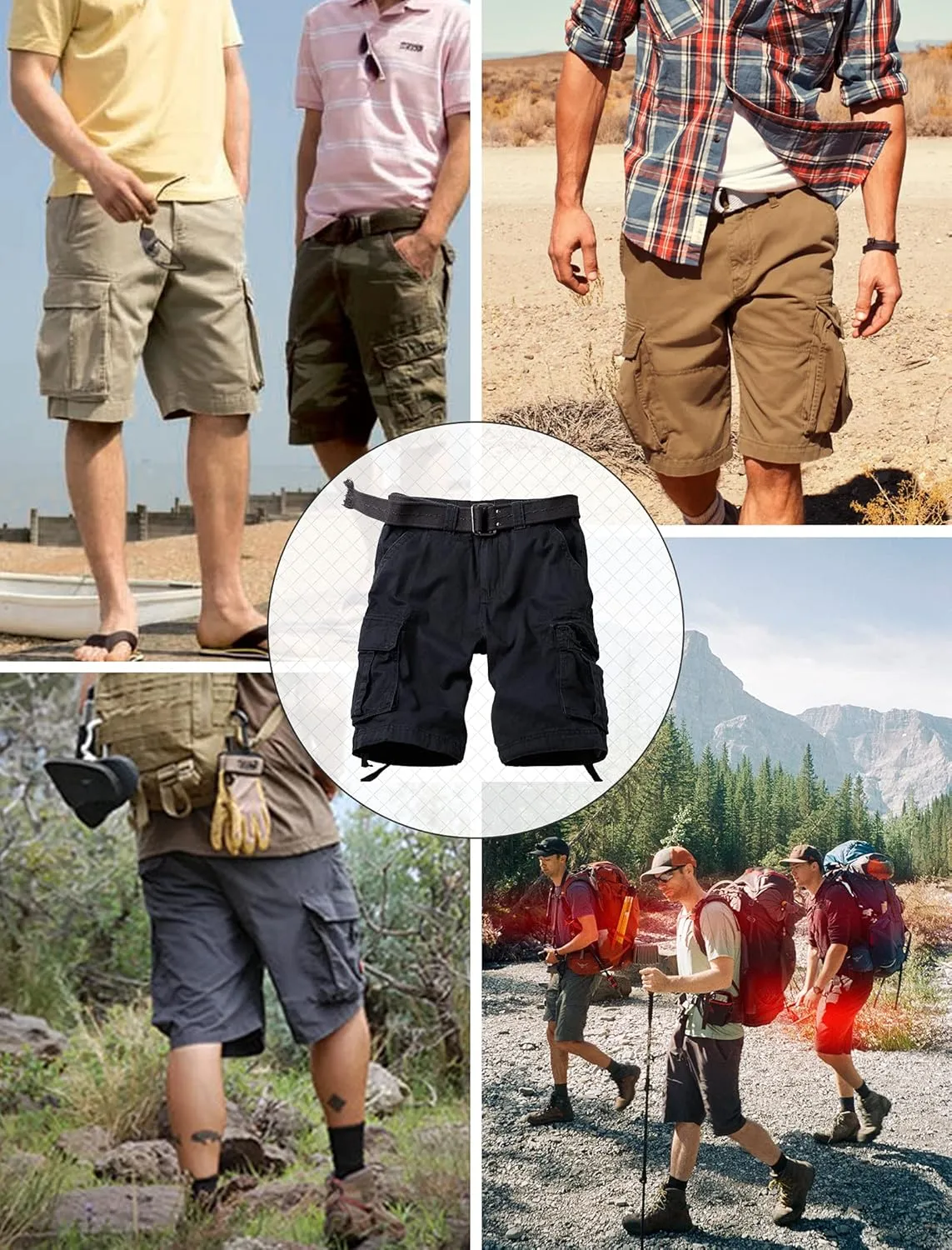 Mens Cargo Shorts Relaxed Fit Camo Casual Shorts Multi-Pocket Work Shorts with Pockets 11" Inseam