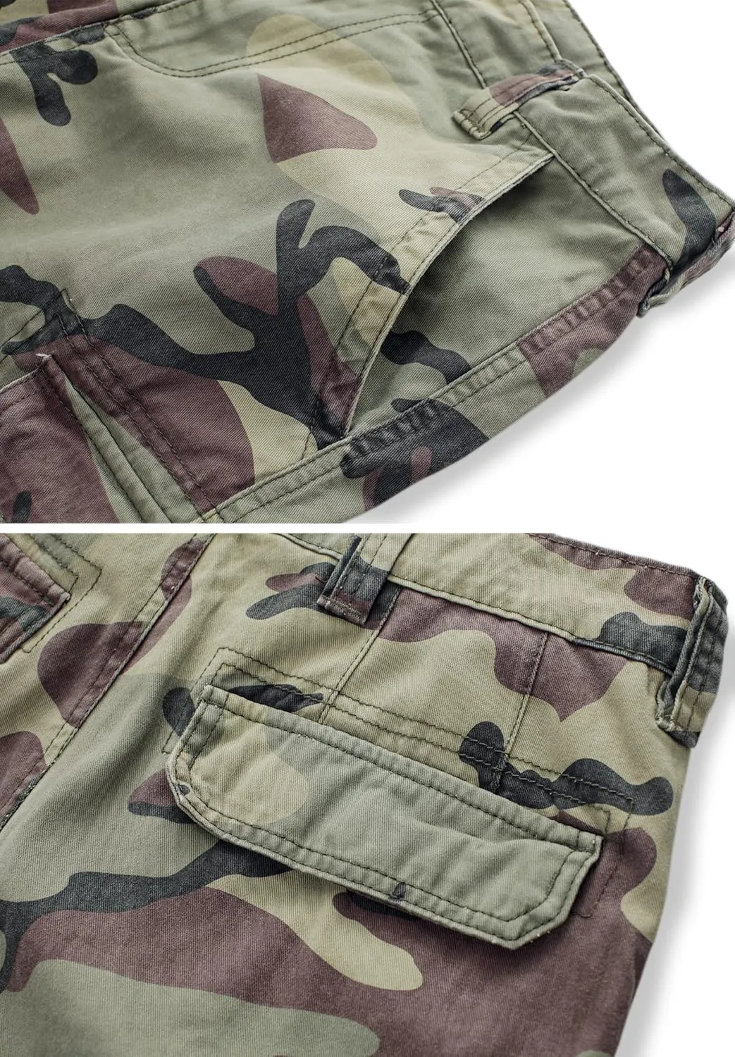 Mens Cargo Shorts Relaxed Fit Camo Casual Shorts Multi-Pocket Work Shorts with Pockets 11" Inseam
