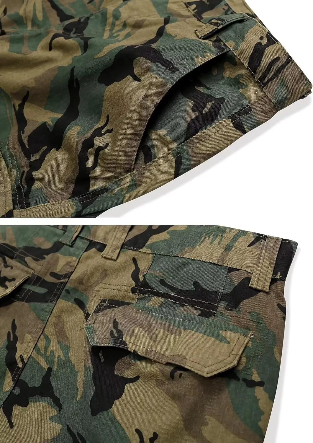Mens Cargo Shorts Relaxed Fit Camo Casual Shorts Multi-Pocket Work Shorts with Pockets 11" Inseam