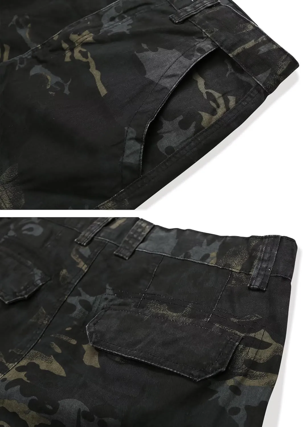 Mens Cargo Shorts Relaxed Fit Camo Casual Shorts Multi-Pocket Work Shorts with Pockets 11" Inseam