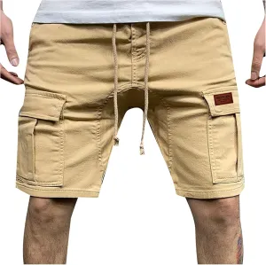 Mens Cargo Shorts Relaxed Fit Multi Pocket Cotton Twill Work Shorts Drawstring Casual Shorts Outdoor Hiking Shorts