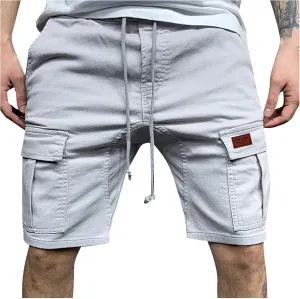 Mens Cargo Shorts Relaxed Fit Multi Pocket Cotton Twill Work Shorts Drawstring Casual Shorts Outdoor Hiking Shorts