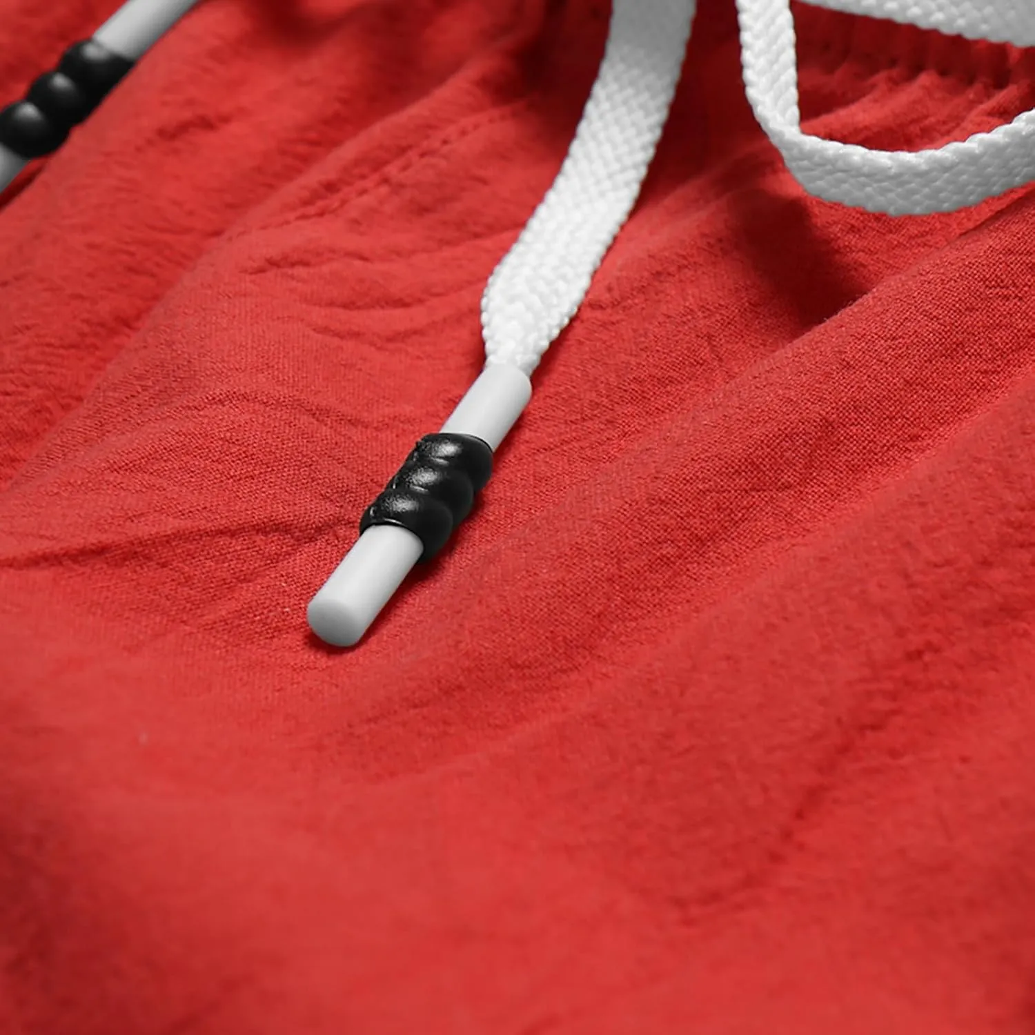 Men's Casual Cotton Linen Shorts Flat Front Trendy Drawstring Beach Shorts Lightweight Stretch Waistband Shorts with Pockets