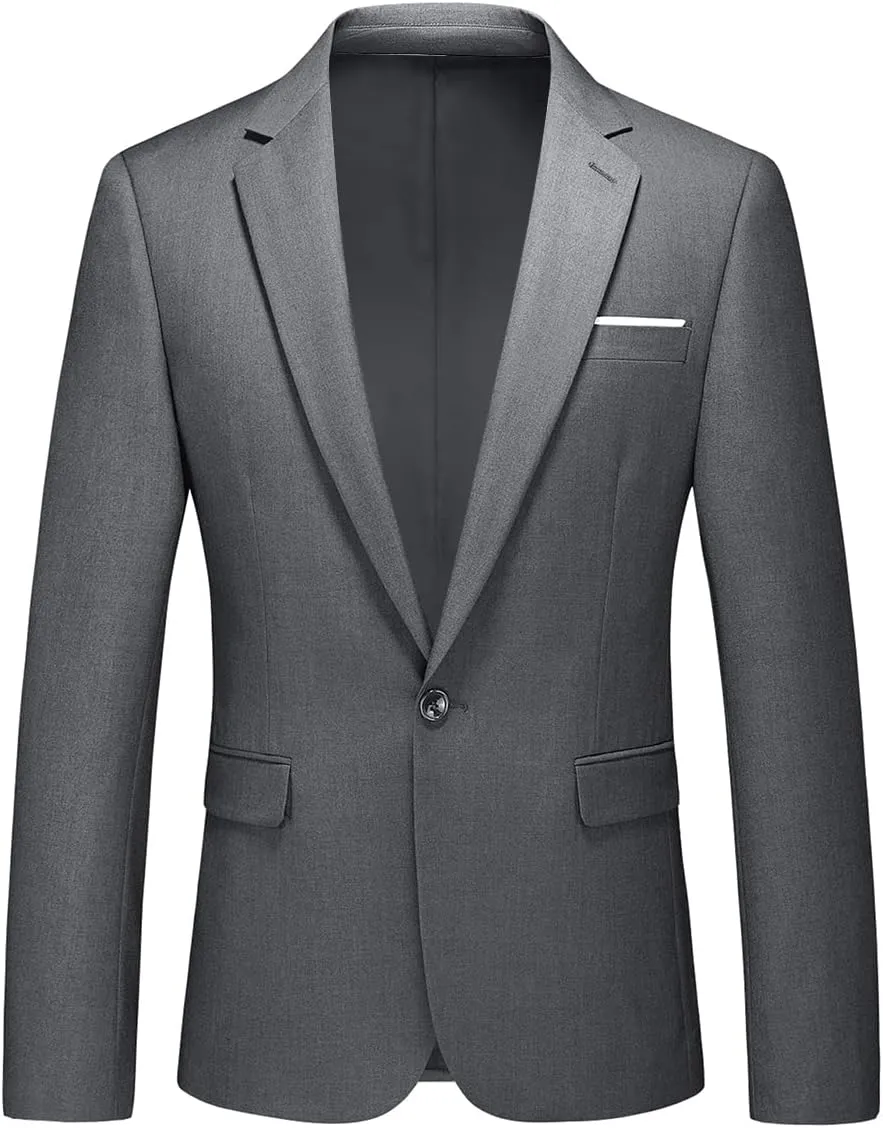 Men's Casual Slim Fit Suit Blazer Jacket One Button Lightweight Sport Coats Formal Dress Daily Business Suit Jacket
