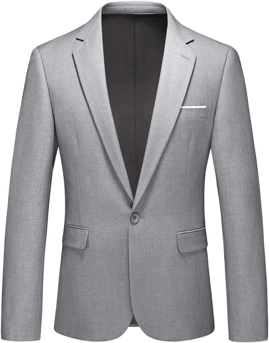 Men's Casual Slim Fit Suit Blazer Jacket One Button Lightweight Sport Coats Formal Dress Daily Business Suit Jacket