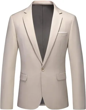 Men's Casual Slim Fit Suit Blazer Jacket One Button Lightweight Sport Coats Formal Dress Daily Business Suit Jacket
