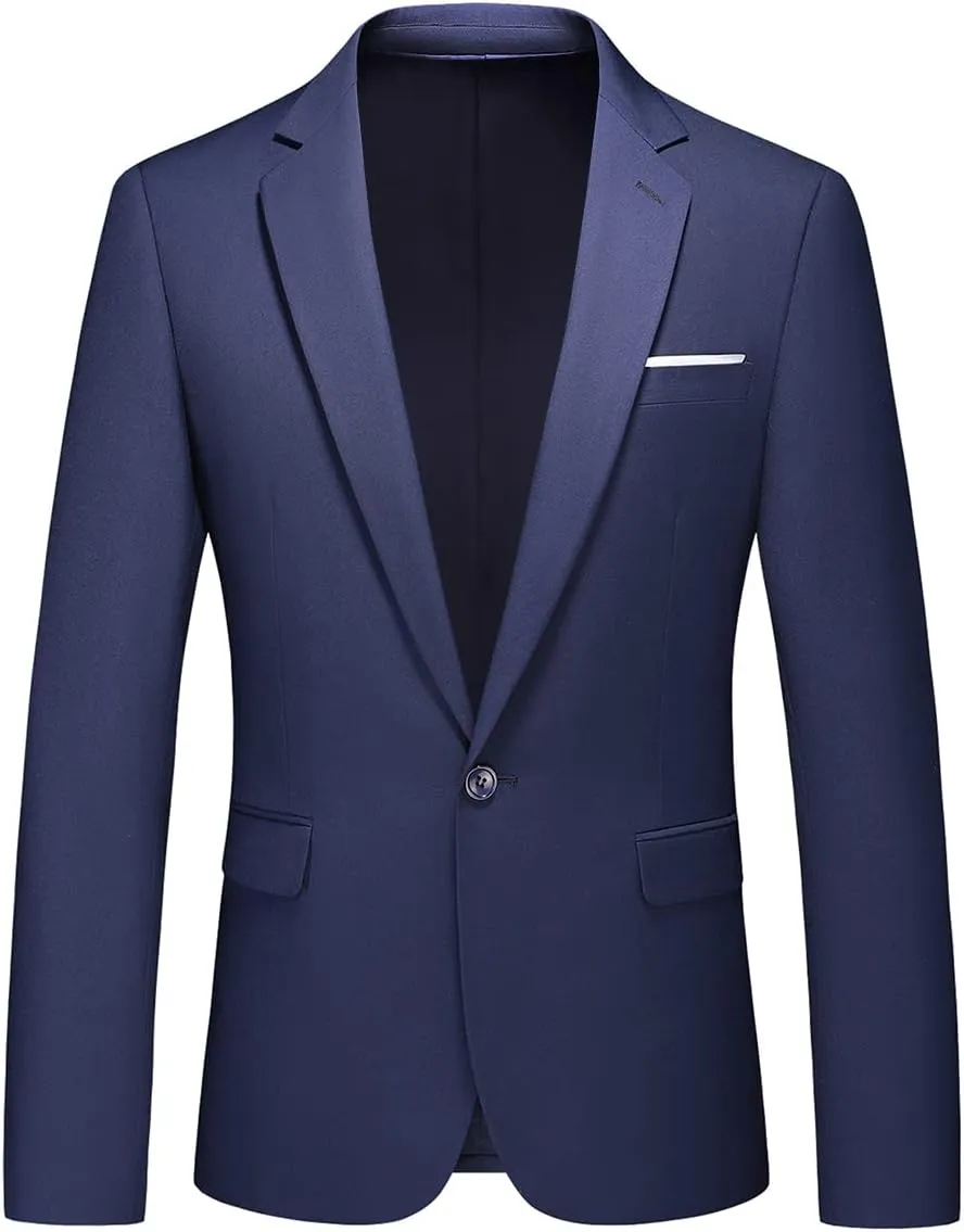 Men's Casual Slim Fit Suit Blazer Jacket One Button Lightweight Sport Coats Formal Dress Daily Business Suit Jacket