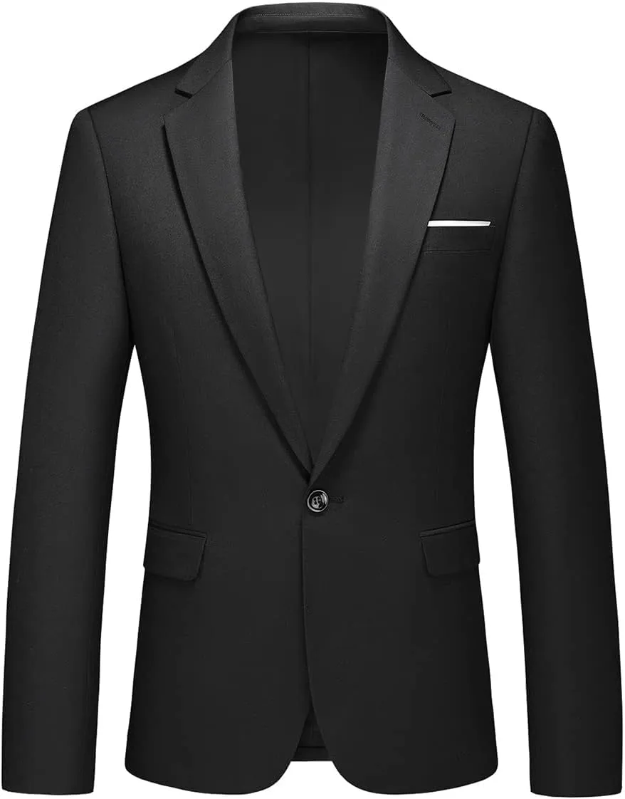 Men's Casual Slim Fit Suit Blazer Jacket One Button Lightweight Sport Coats Formal Dress Daily Business Suit Jacket