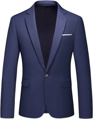 Men's Casual Slim Fit Suit Blazer Jacket One Button Lightweight Sport Coats Formal Dress Daily Business Suit Jacket