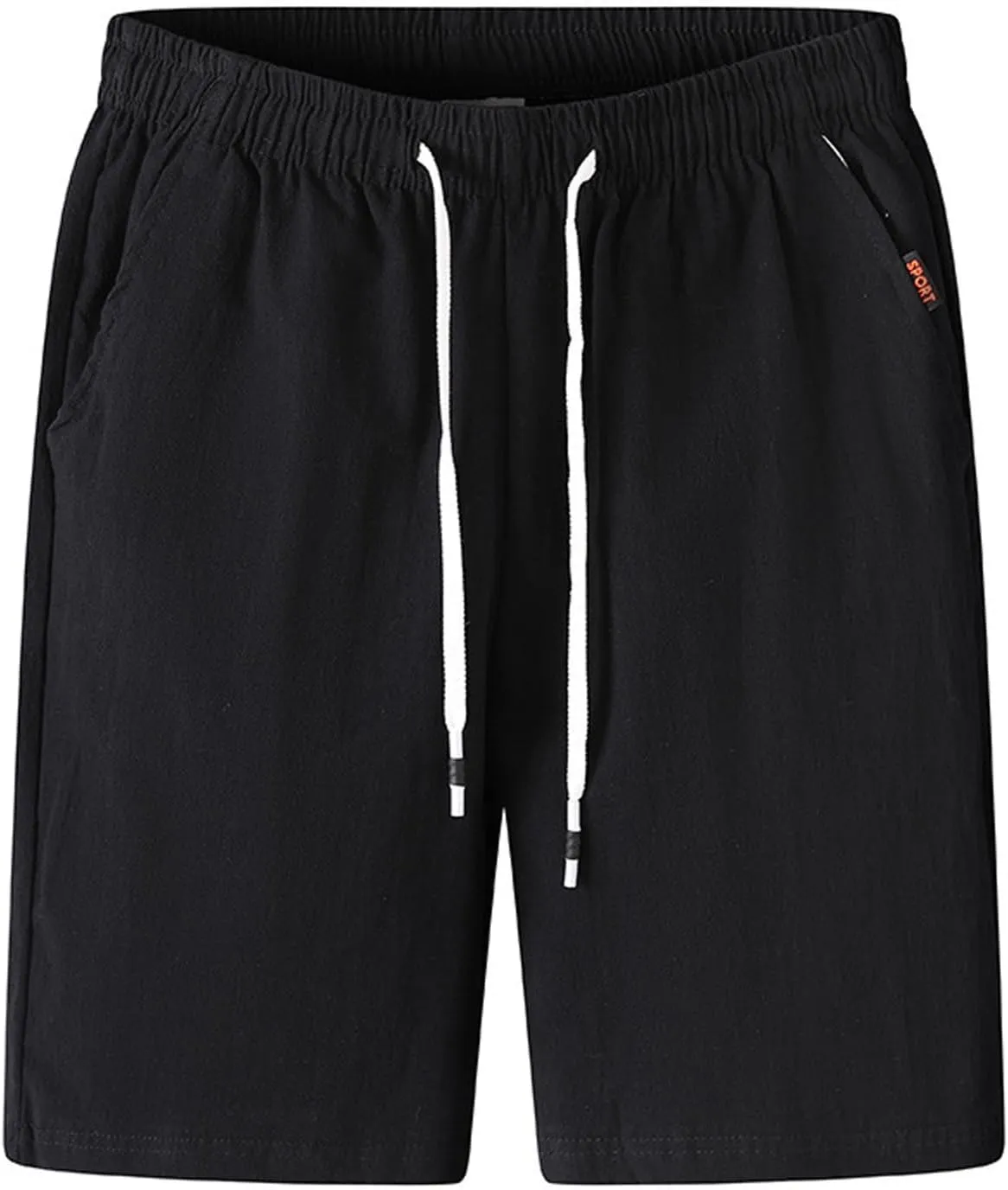 Men's Cotton Blend Shorts Elastic Waist Drawstring Shorts with Pockets Workout Jogger Relaxed Fit Shorts for Men